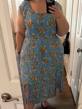 torrid Blue  Dress with Orange Floral Motif